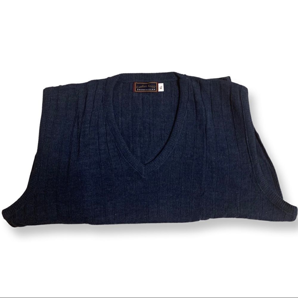 NWT Men’s Navy Blue Comfort Knits Sweater Vest   - Picture 4 of 7